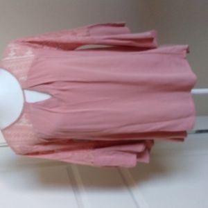 Umgee Small cotton/poly peasant top with lace embellishments, bell sleeves, EUC